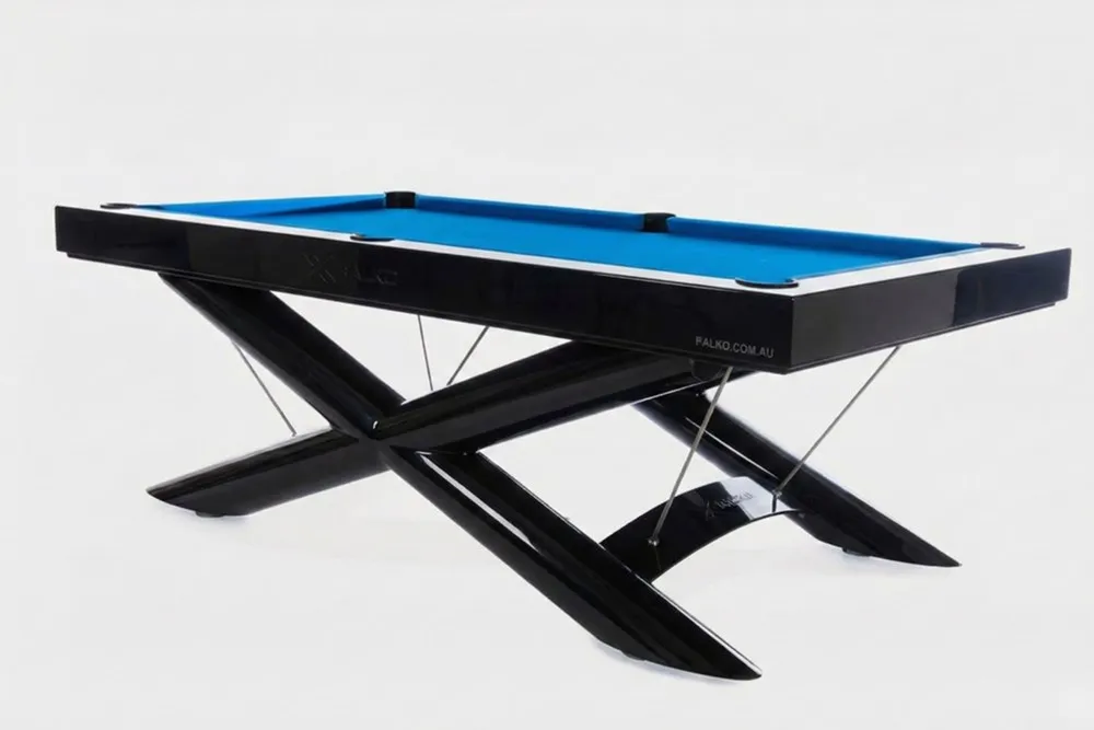 [X7BLKBL] Cross-leg Outdoor Pool Table (Black, 7' x 3'6")