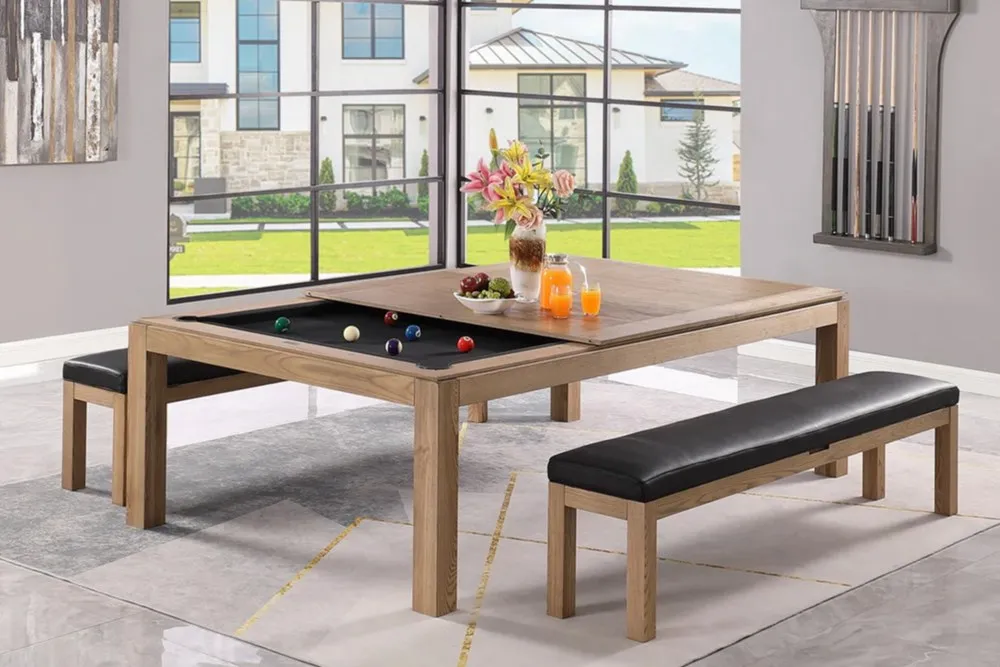 [PC02317DW7-TUR] Dallas Pool & Dining Table (Driftwood, 7' x 3'6", Turquoise)