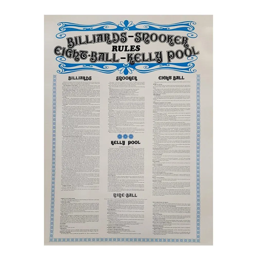 [13i] Pool and Snooker Rule Sheet