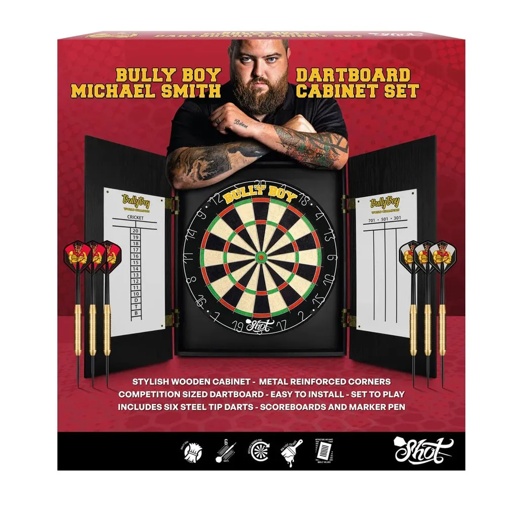 Michael Smith Dartboard Cabinet Set